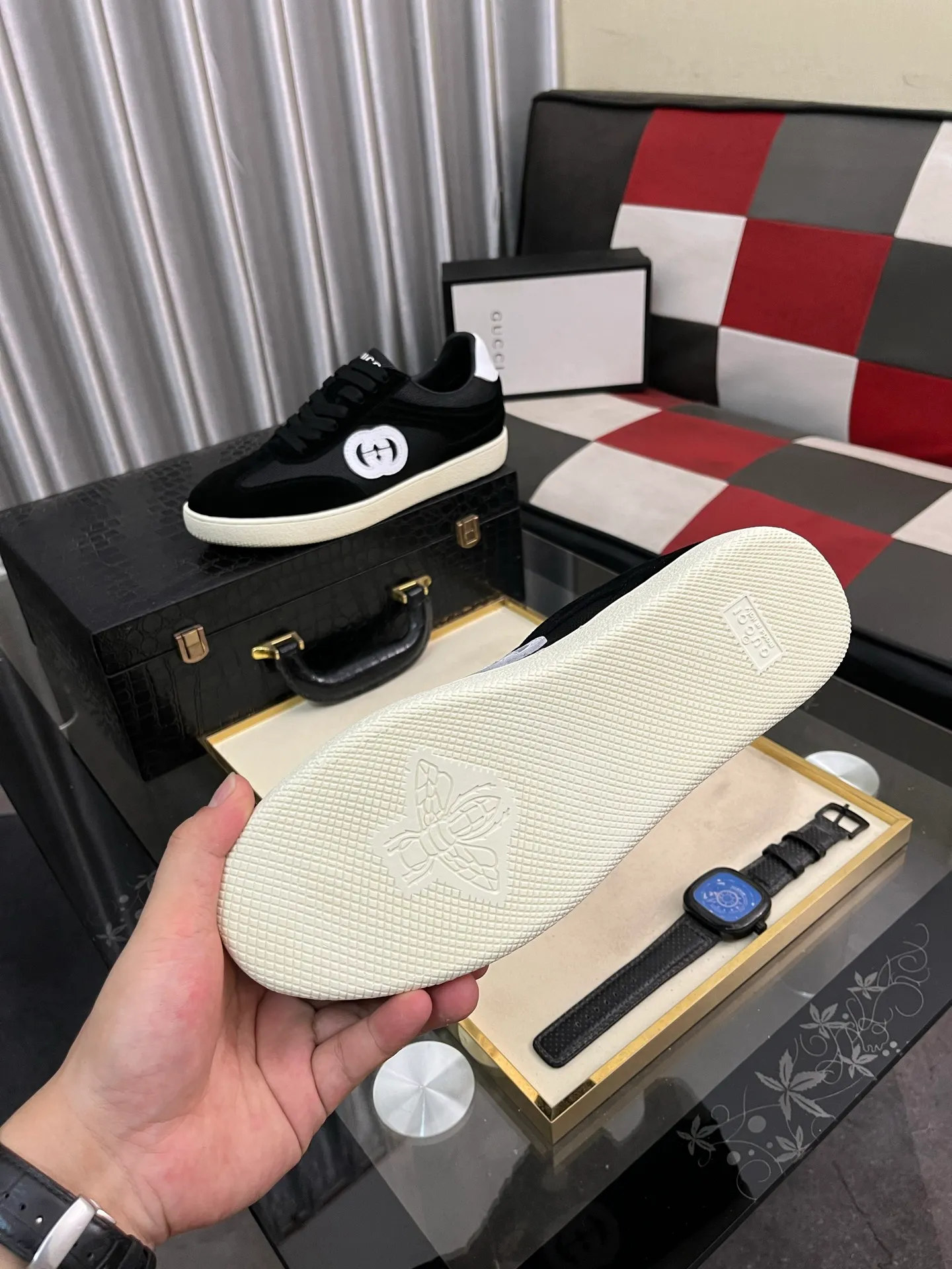 Men's shoes 💰400⌚️⌚️《GUCCI》The latest hot-selling casual shoes, top brand [seduce] luxury~purchase, top~quality. Products sold at the counter [strong] Original embossed calfskin fabric ➕ Comfortable sheepskin lining, code number: 38-443️⃣colors available